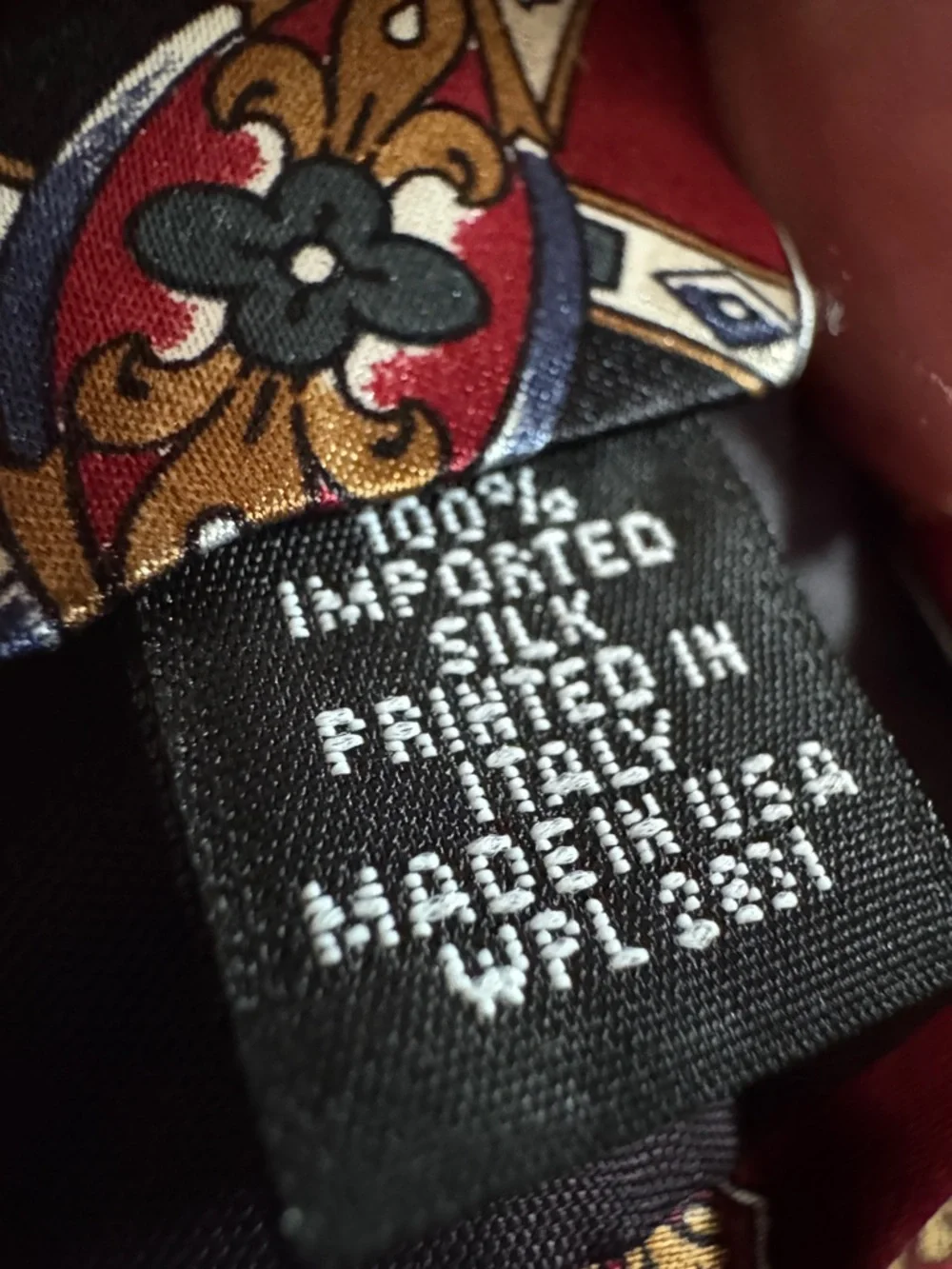 Bugatti Red and Black Geometric Paisley Silk Tie Vintage